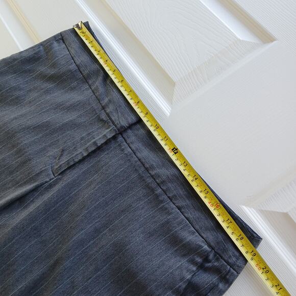 George Grey Stripe Slacks size 16 Ladies Average pockets hemmed short repaired - Picture 8 of 14
